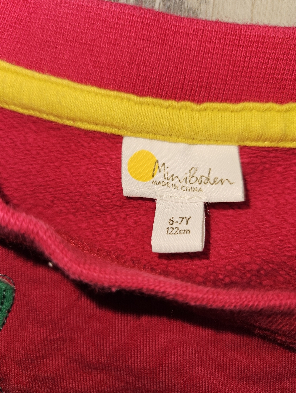 Mini Boden Girls 6-7 Pink Green Dragon Sweatshirt Dress - Picture 3 of 8